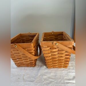 Set of 2 Handcrafted Brown Woven Baskets